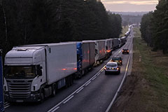 Traffic near the Polish-Belarusian border in Kuznica, Poland, last year. Credit Maciek Nabrdalik for The New York Times