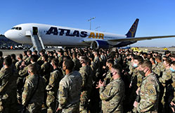 U.S. troops based near Nuremberg, Germany, preparing earlier this month to transfer as part of NATO efforts to strengthen forces in Eastern Europe. Credit... Andreas Gebert/Reuters