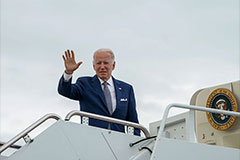 US President Joe Biden boards Air Force One at Joint Base Andrews in Maryland on May 13. STEFANI REYNOLDS/AFP VIA GETTY IMAGES