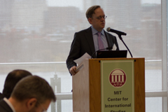 Taylor Fravel, associate professor of political science, a member of the Security Studies Program, and acting director of the MIT Center for International Studies, gave welcoming remarks